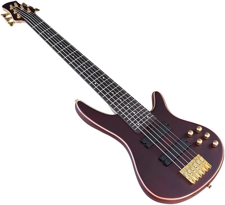 6-String Active Electric Bass Guitar, 43-Inch Full Size, Solid Sapele Wood Body, Canada Maple Neck,24-Fret