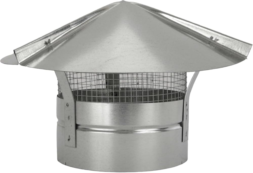 Cone Top Chimney Cap with Screen (8 Inch), Silver