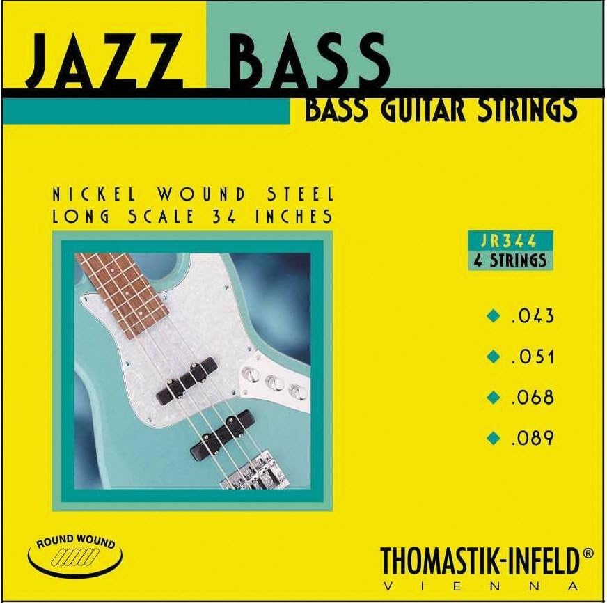 Thomastik-Infeld Bass Guitar Strings: Jazz Round Wound 4-String Long Scale Set; Pure Nickel Rounds G, D, A, E Set