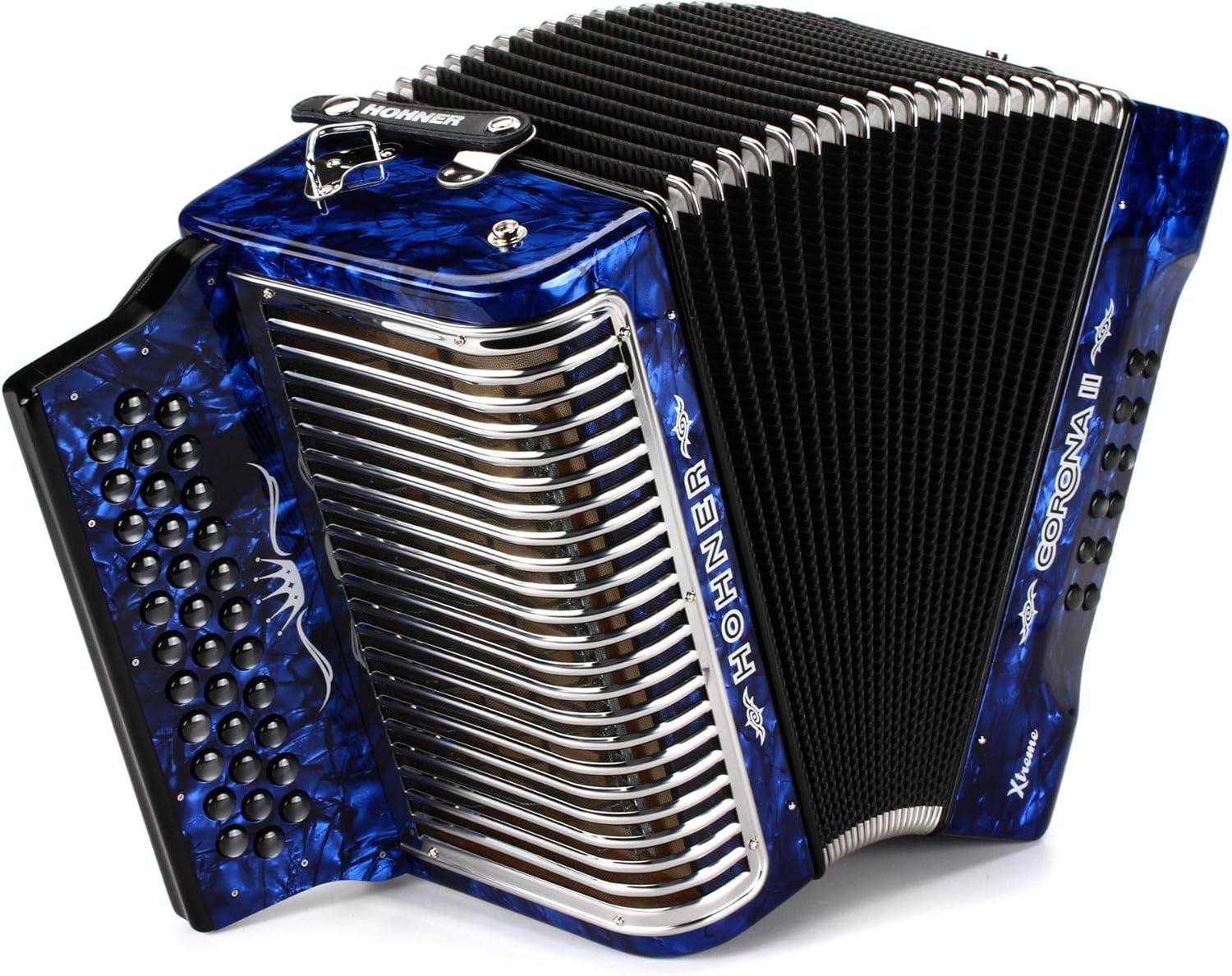 Hohner Corona II Xtreme Diatonic Accordion - Keys of F/Bb/Eb - Pearl Dark Blue