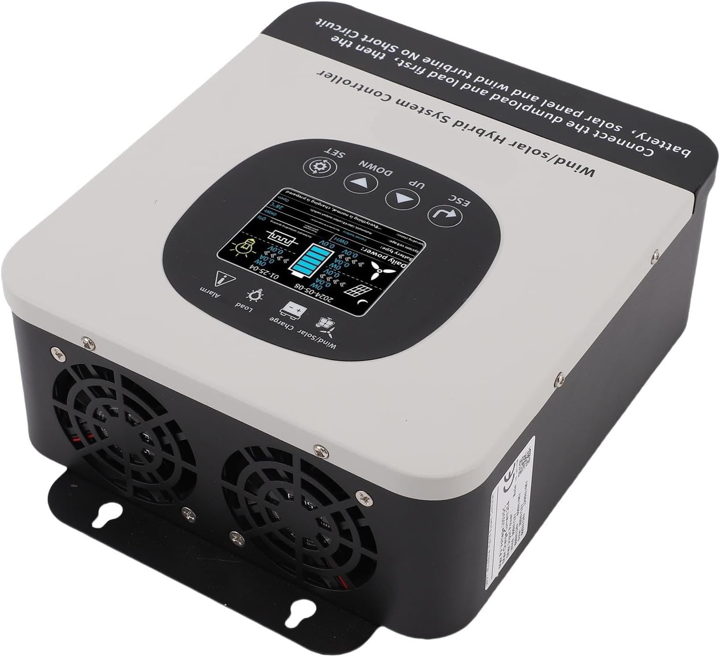 YWBL-WH Wind Solar Hybrid Charge Controller, 1200W Wind and 800W Solar Panel Charging Regulator with LCD Display and MPPT, for Home Boat Street Lamp