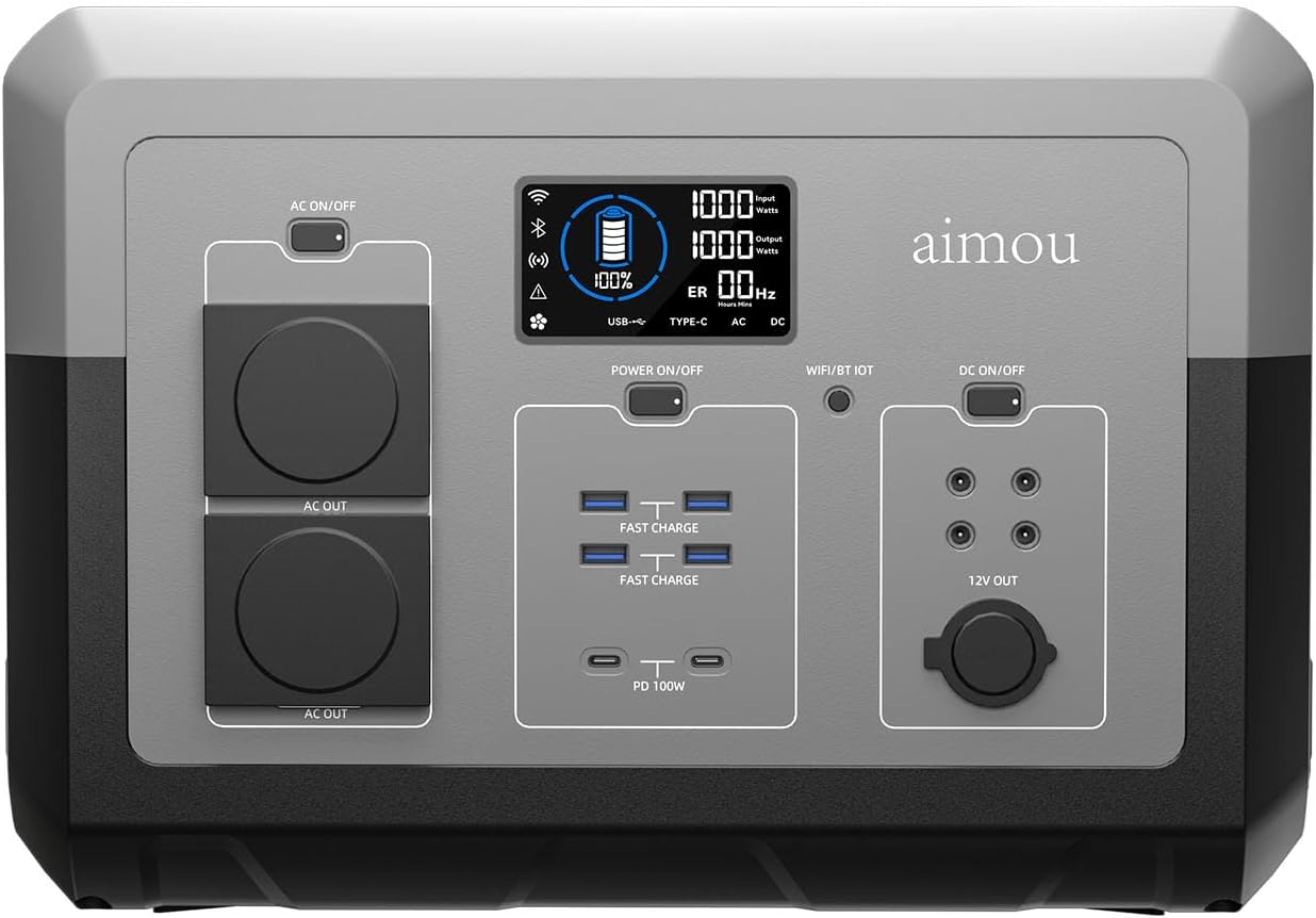 1024Wh LiFePO4 Power Station, Solar Generator for Camping