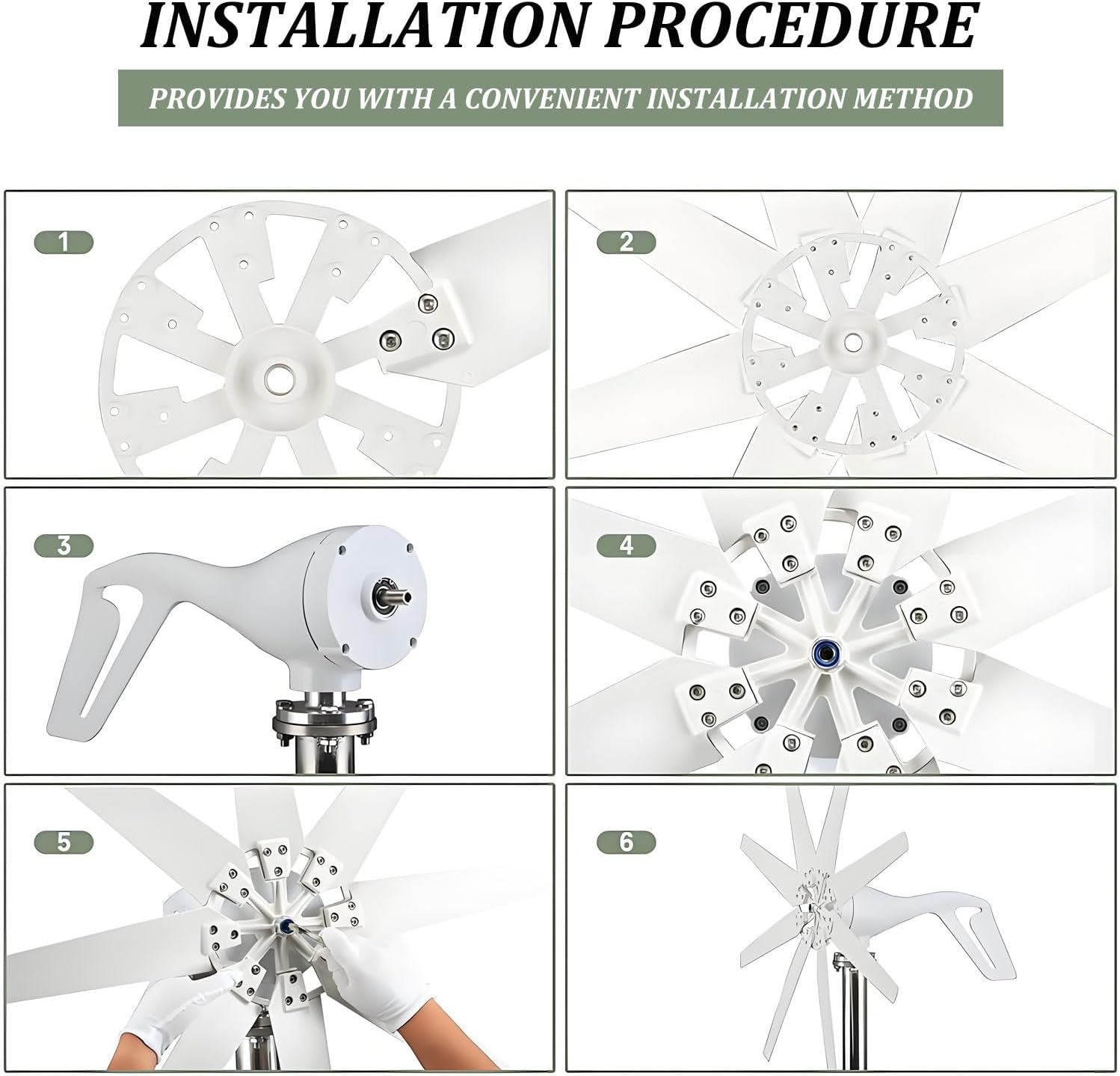 8-Blade Windmill kit with Charge Controller,20000W Wind Turbine Generator Kit,Auto Adjust Windward,with 8 Blades Wind Turbine Kit,for Home Off-Grid Use, RV, Marine 12V-White