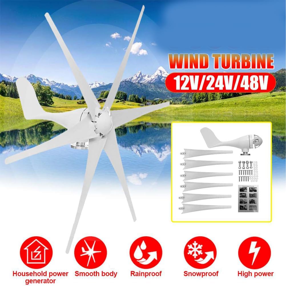 Low Noise 3000W Portable Vertical Wind Power Turbine Generator Kit, 12V-220V Free Energy Extreme Temperatures Work from -40°C to 80°C(with Controller)
