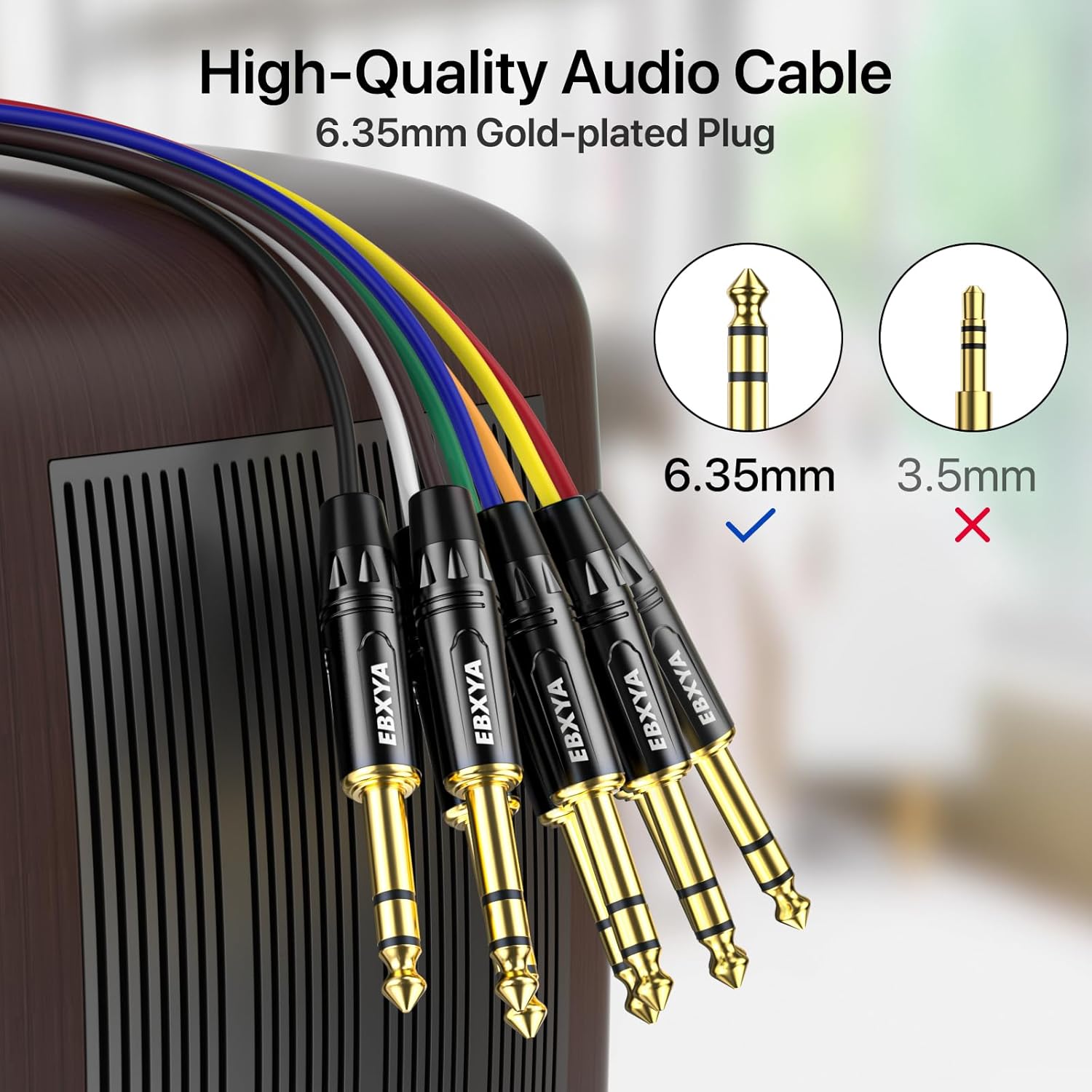 EBXYA 8-Channel 1/4 Inch TRS to TRS Snake Cables 10ft, 6.35mm Male Jack Stereo Audio Balanced Line for Keyboard, Amplifier, Speaker, Mixer, 1 Pack