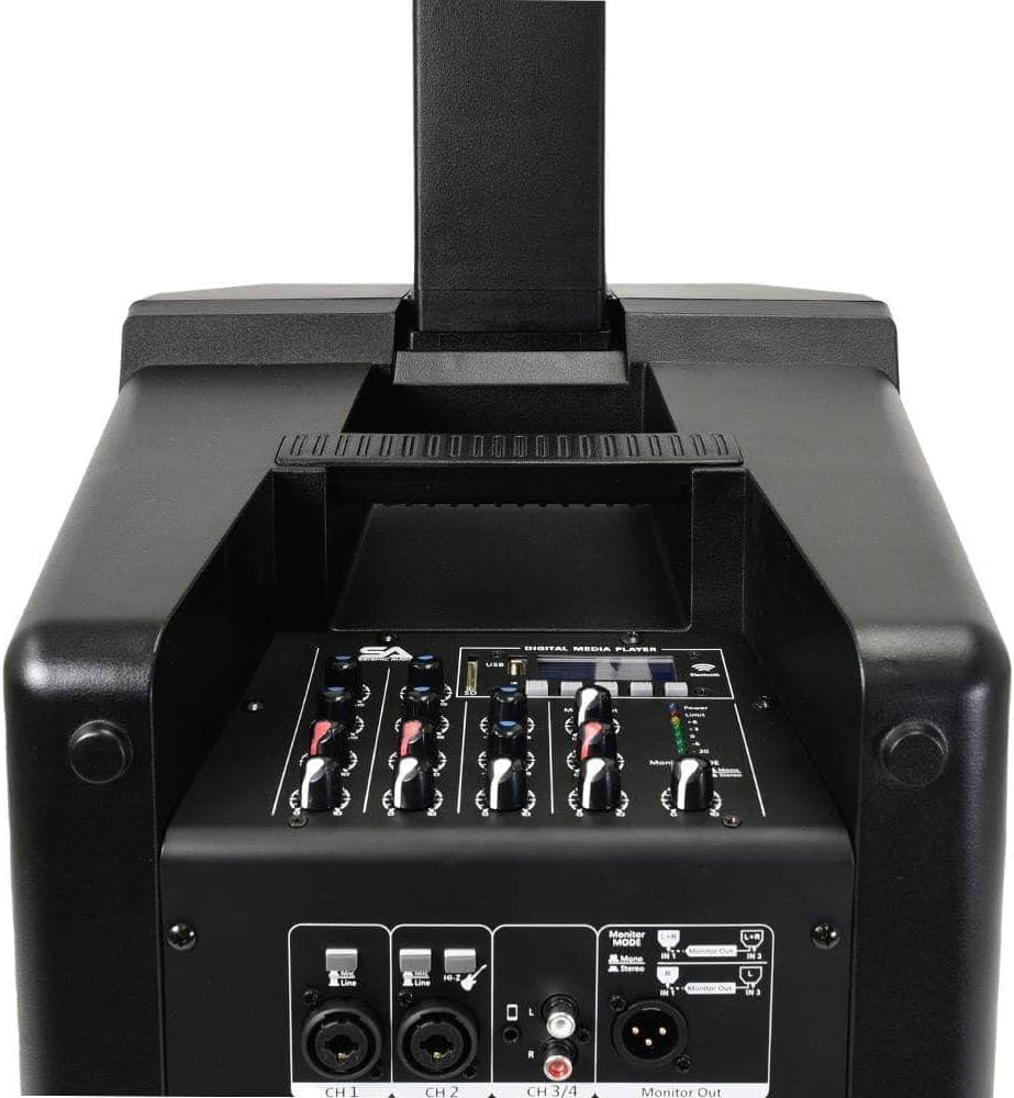 Seismic Audio - Tower1 - Powered Portable Column Array PA System - 4x3 Column Speaker & 10 Inch Subwoofer