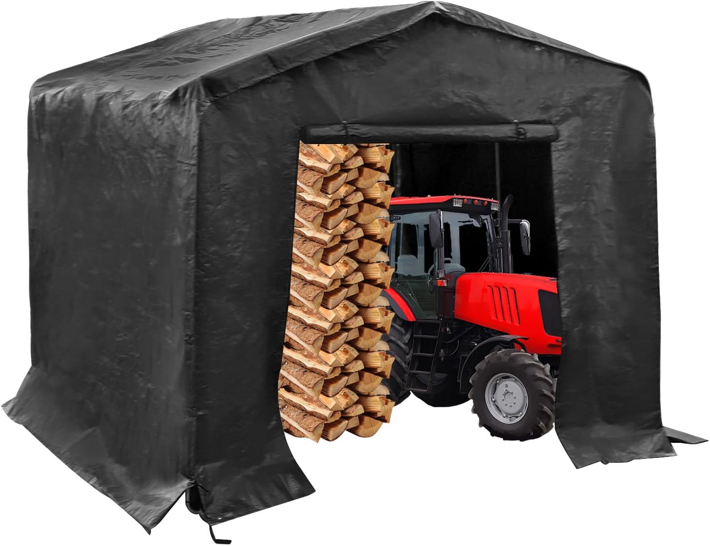 Outdoor Storage Shelter Shed, 8' x 8' Heavy Duty Portable Utility Shed Storage Shelter with Roll-Up Door, Large Steel Frame Garage Garden Shed for Backyard, Patio Lawn