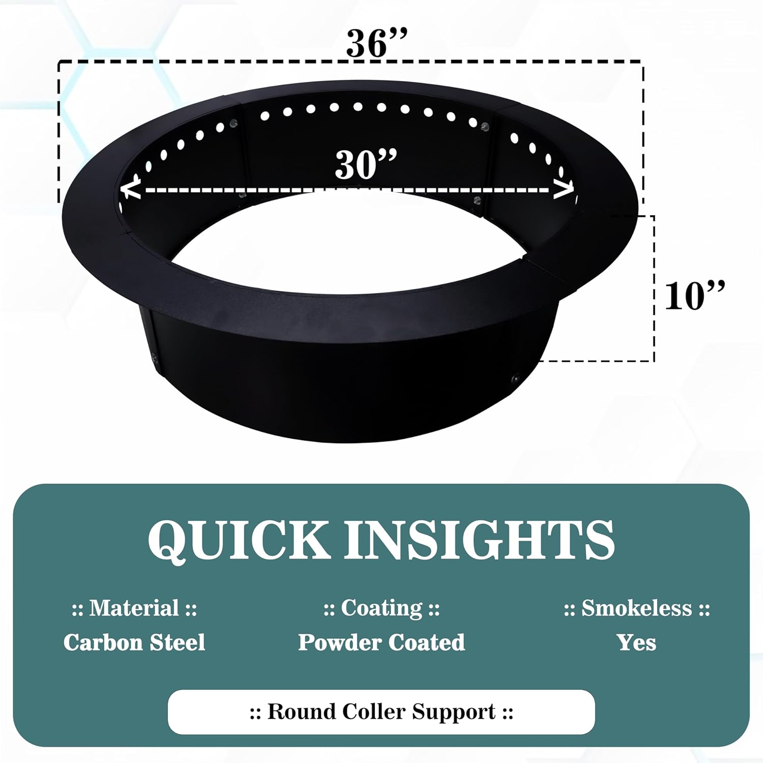 FEBTECH Smokeless Fire Pit Insert - Steel 36