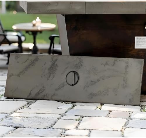 42 Inch Gas Fire Pit Table, Rectangle Fire Pit Table with Cement-Imitating Texture Effect Design, 50000BTU Outdoor Firepit Table for Patio, Backyard, Garden Heating