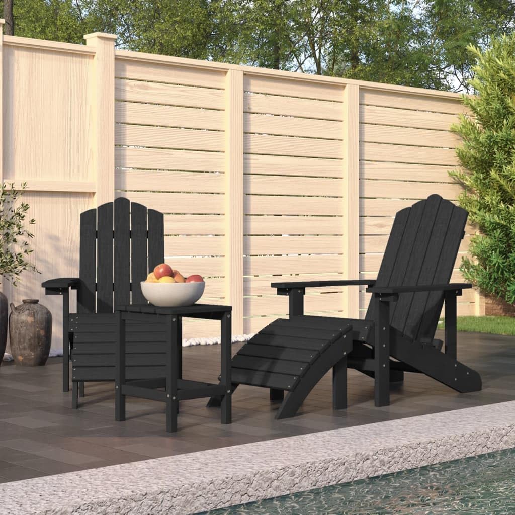Patio Adirondack Chairs with Footstool & Table HDPE,Premium Adirondack Chairs with Table and Footstools for Garden, Patio, and Terrace Outdoor Furniture, Outdoor Chairs