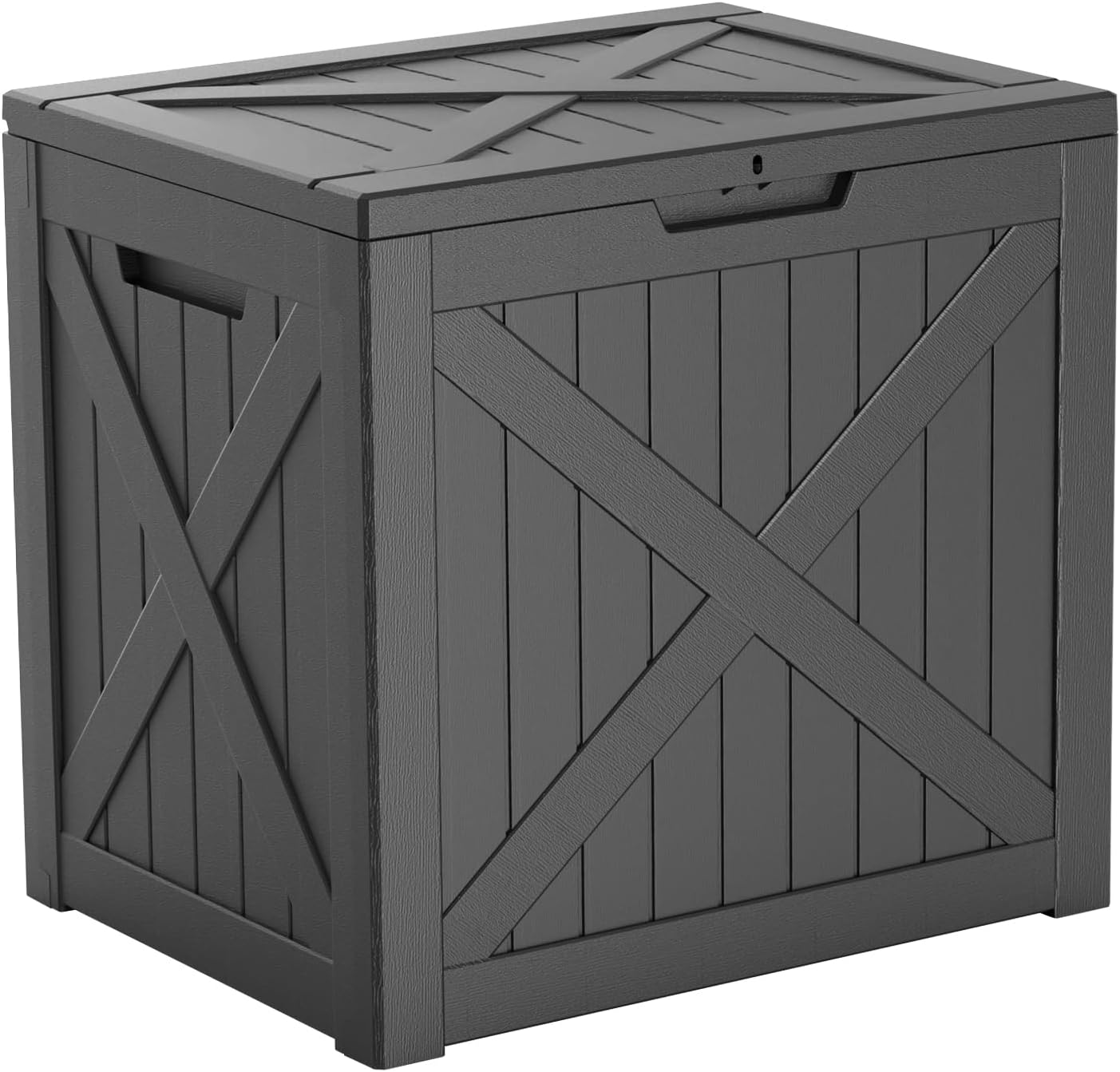 EasyUp 32Gal Outdoor Deck Box Waterproof,Storage Box Indoor and Outdoor Use,Resin Storage Bin for Patio Furniture Cushions Garden Tools,UV Resistant（Black）