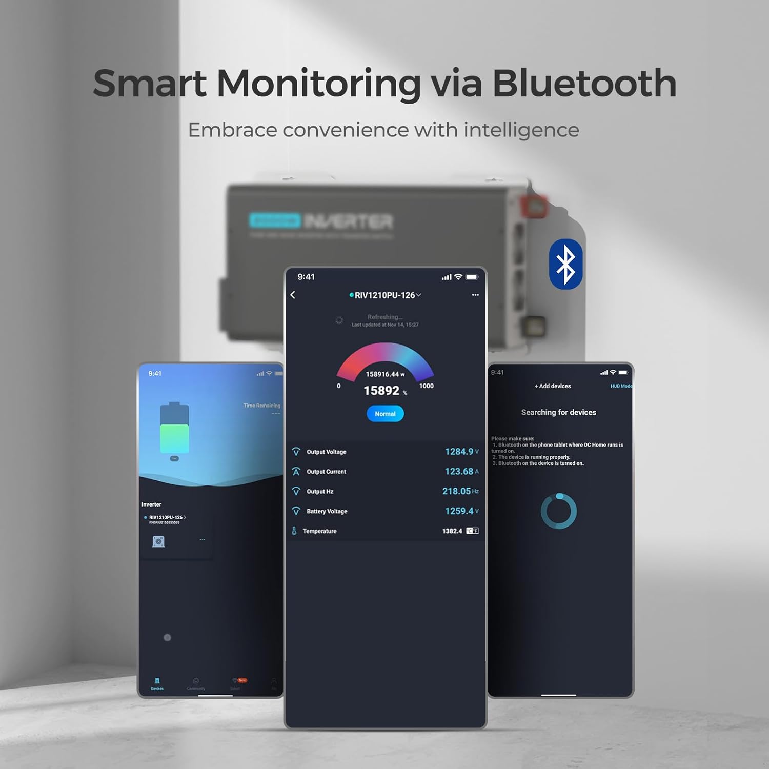 Renogy Inverter PUH 2000 watt Pure Sine Wave Inverter, Built-in Transfer Switch and Bluetooth, Car Power Inverter 12V to 120V AC Converter for RV, Truck, Camping, Home, Emergency, Off-Grid Living