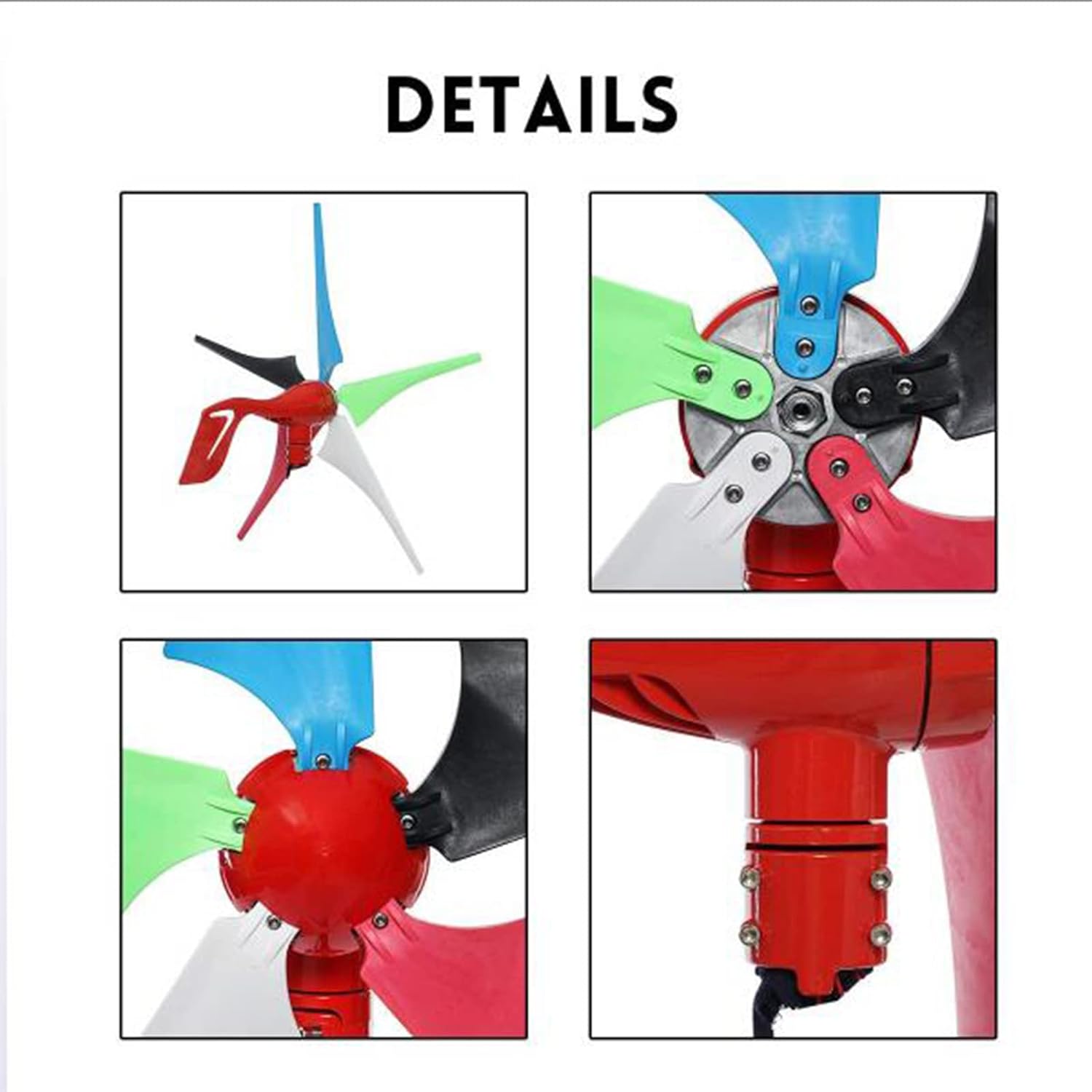 12V/24V/48V Small Vertical 5 Blades Wind Turbine Kit, 1000W-3000W Vertical Turbine Generator with Controller for Terrace/Chalet