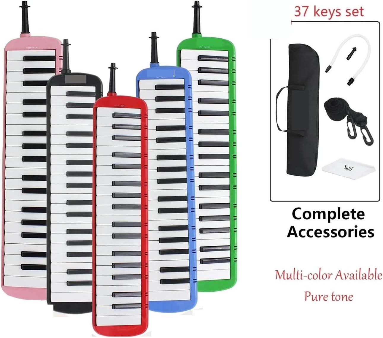 Melodica 37-Key Melodica Portable Tone Piano Mouth Organ Harmonica Pianica Keyboards Instrument With Windpipe Backstrap(Pink)
