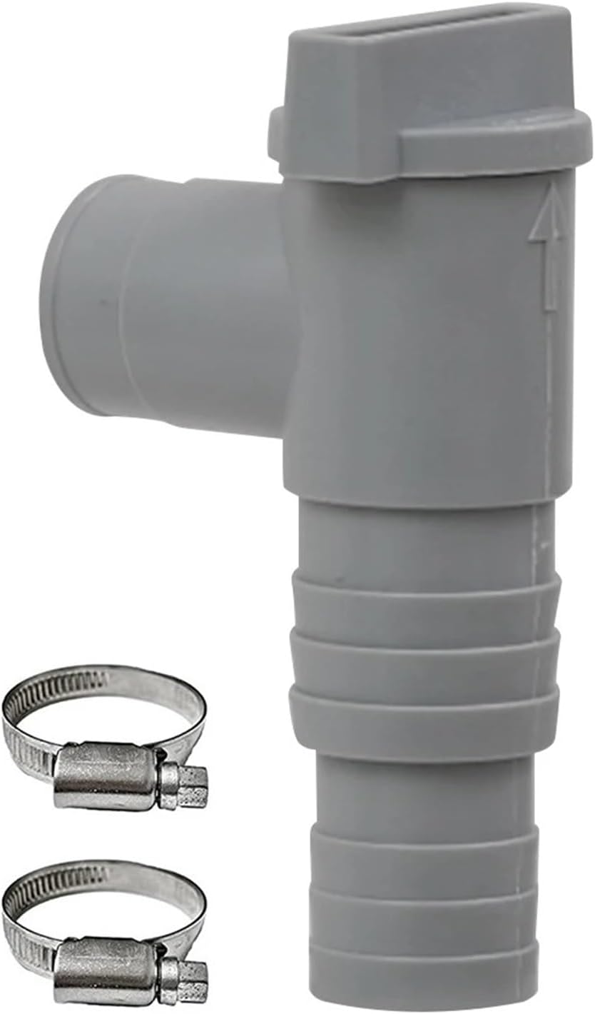 PVC Pool Filter Pump Adapter 32mm Pool On/Off Plunger Valve Sealed Replacement for Outdoor Equipment Parts(1 set 2 hose clamps)