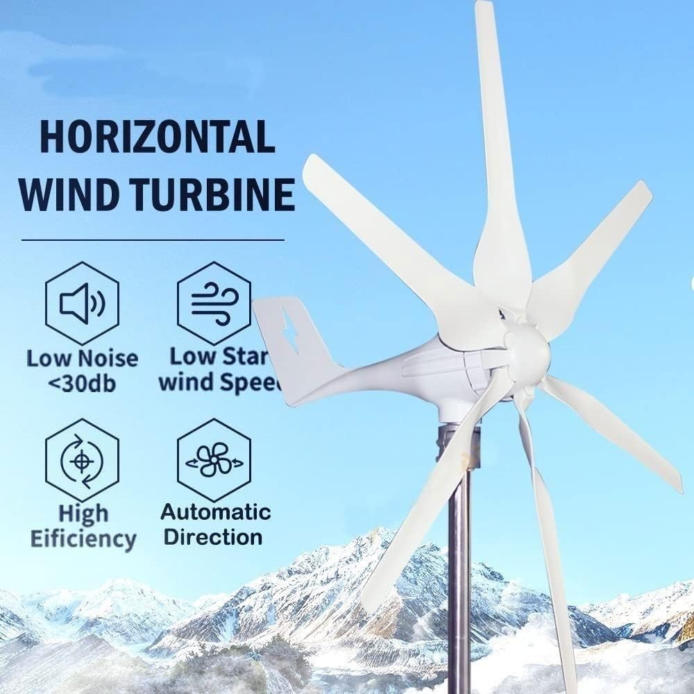 1000W Vertical Wind Turbine Generator - 12V/24V Free Energy Windmill with Controller for Home, Marine, and Off-Grid Charging Solutions