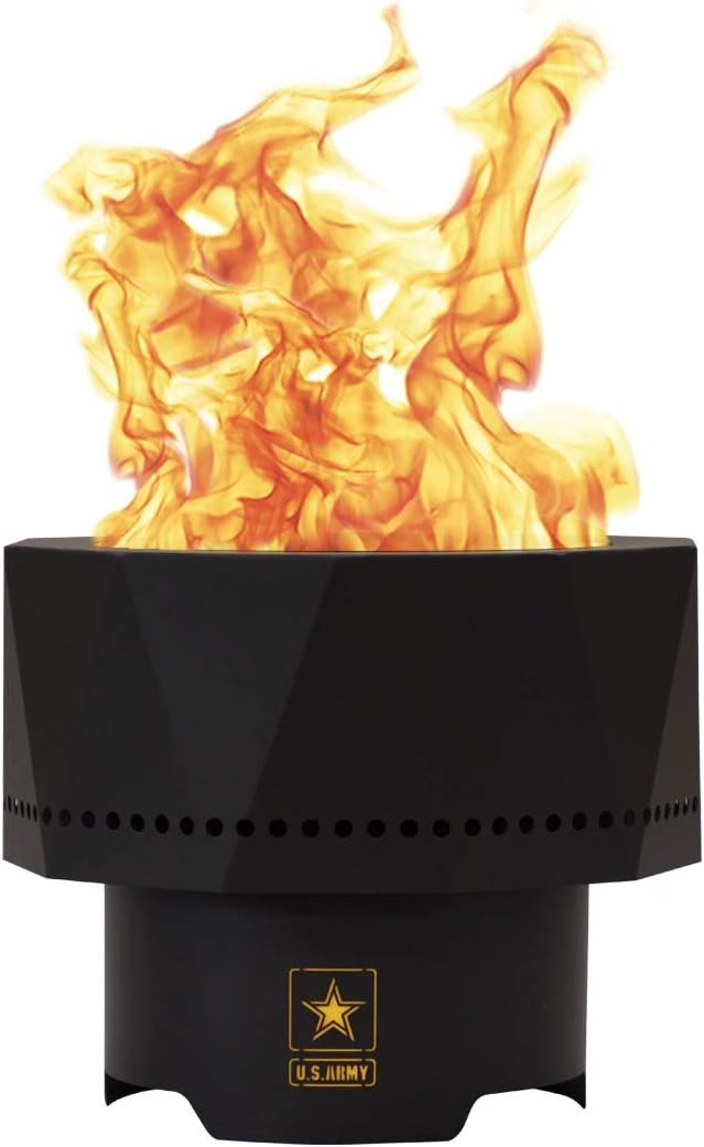 Blue Sky Outdoor Living U.S. Army Ridge Portable Fire Pit, Smokeless Fire Pit with Carrying Bag, Black