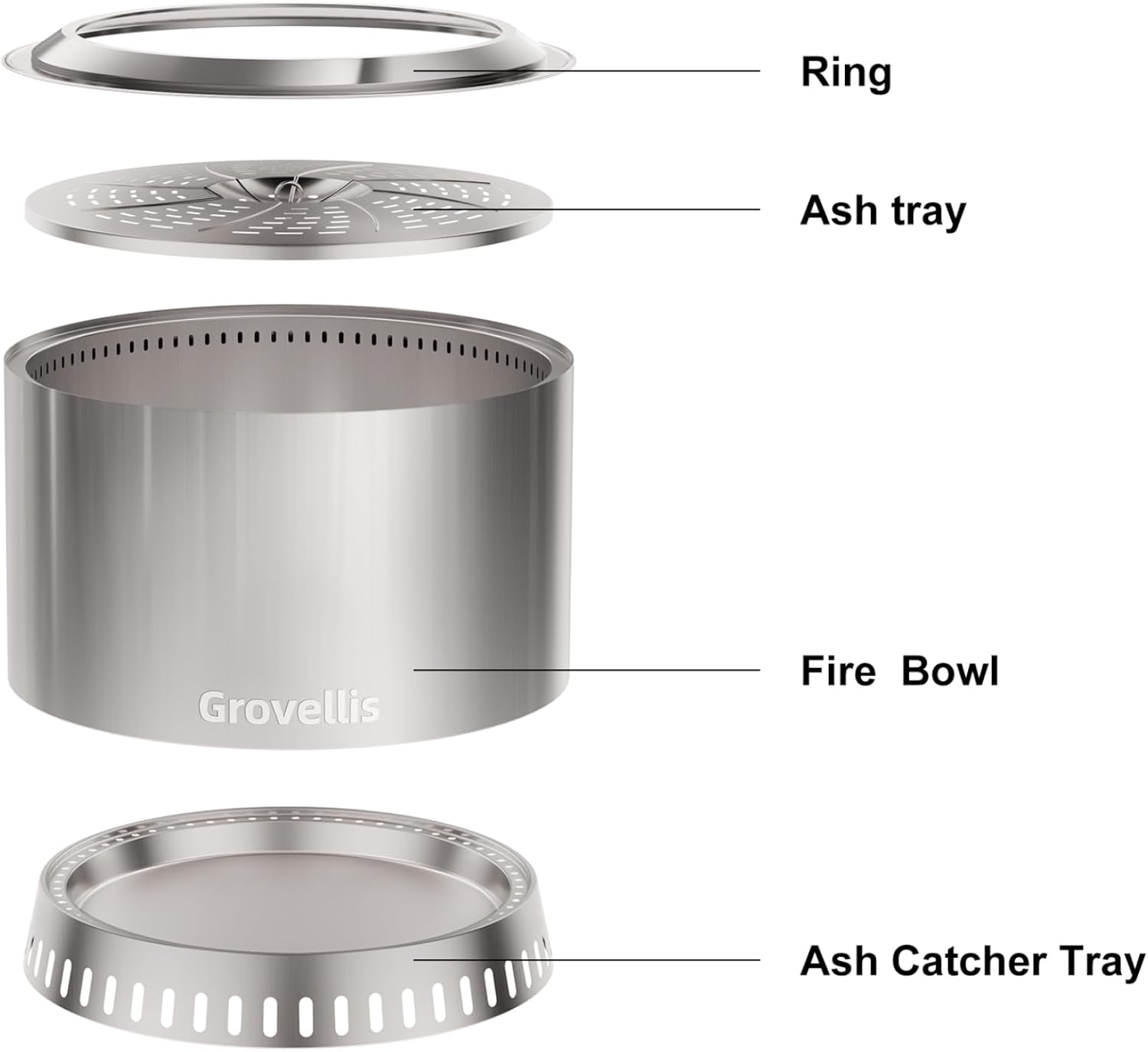 27 inch Smokeless Fire Pit with Waterproof Cover, Stainless Steel Outdoor Smokeless Firepit, Wood Burning Fire Pits for Camping, Bonfire,Low Smoke Firepit for Outside