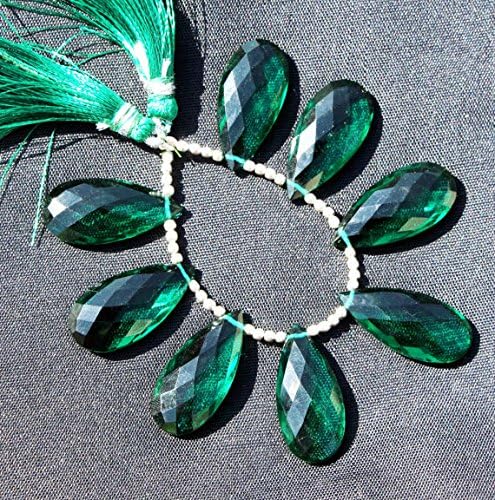13 inch natural beads strand of 24x12mm faceted pear green quartz gemstone briolletes beads for DIY jewelry - necklace, bracelet, earring, ring.