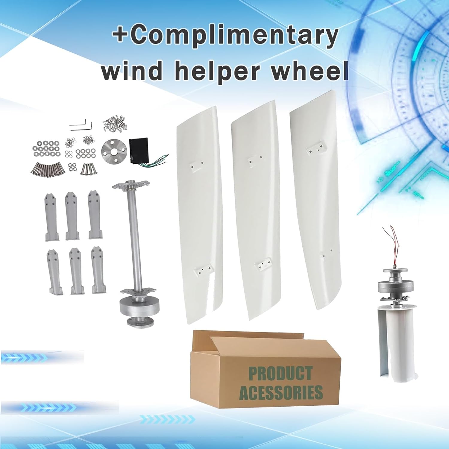 18000W Vertical Wind Turbine Generator Kit - 3 Blade Power Turbine with Controller for 12V/24V/48V - Ideal for Boats, Cabins, Gazebos, and Industrial Energy Solutions