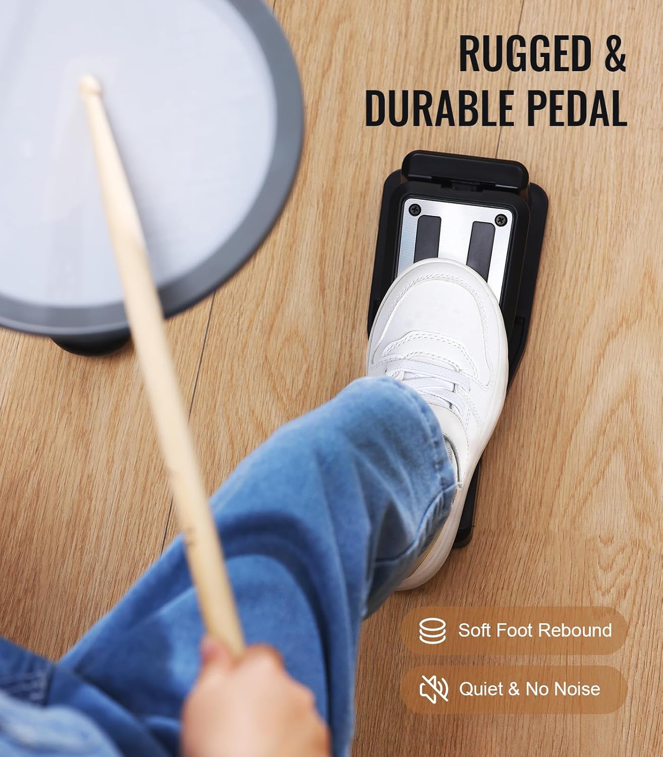 MK-0 Electric Drum Set with 7'' Quiet Mesh Drum Pads, 8'' Full Rubber Cymbals, 12 Kits and 68 Authentic Sounds, USB MIDI, Throne, Sticks, Headphone, 2 Switch Pedals for Beginners & Kids