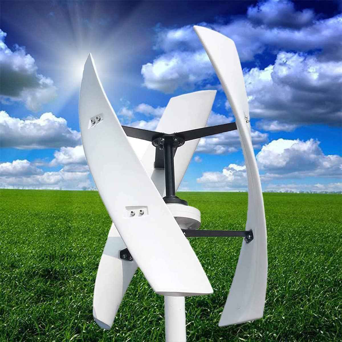1000W Home Wind Turbine Kit,220V 12V 24V 48V Wind Turbine with MPPT Controller 3 Blades Portable Solar Generator for Household Use(White)