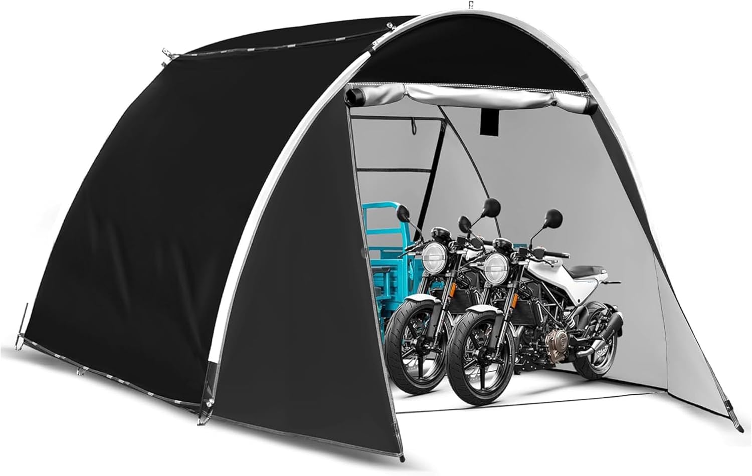 Bike Storage Tent, 98.4 x 82.7 x 65 in,Outdoor Portable Bike Storage Shed, 210D Oxford Fabric PU4000 Waterproof, 2 Rolling Doors, Store 4~8 Bikes, Motorcycles or Large Motorcycles, Without Floor