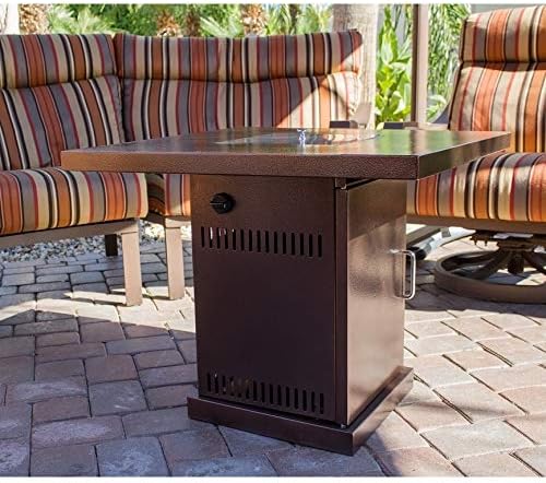 Conventional Propane Fire Pit Brown Silver Square Steel