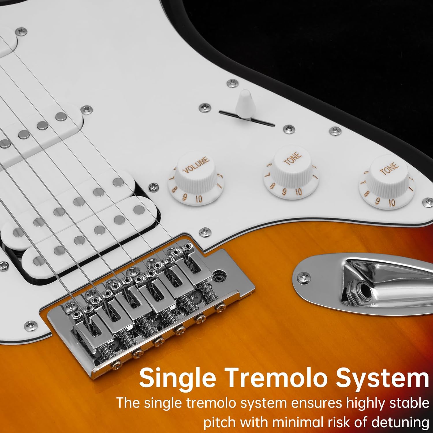 AODSK Electric Guitar with Amp Beginner Kit 39 Inch Solid Body Full Size,All Accessories,Digital Tuner,Six Strings,Four Picks,Tremolo Bar,Strap,Gig Bag,Starter kit (Blue-HSS)