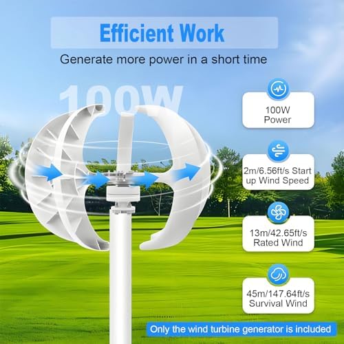 5-Blade Vertical Axis Wind Turbine Generator - 24V for Monitoring Equipment, Street Lighting, Ships & Offshore Platforms - Efficient Renewable Energy Solution
