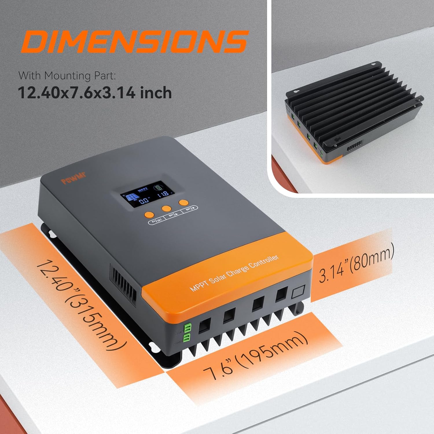 PowMr 100A MPPT Solar Charge Controller, 12V/24V/36/48VDC Input, LCD Display Solar Charge Controller for Flooded Lead-Acid Vented Sealed Gel NiCd Lithium Battery, Support 12(Max) Units in Parallel