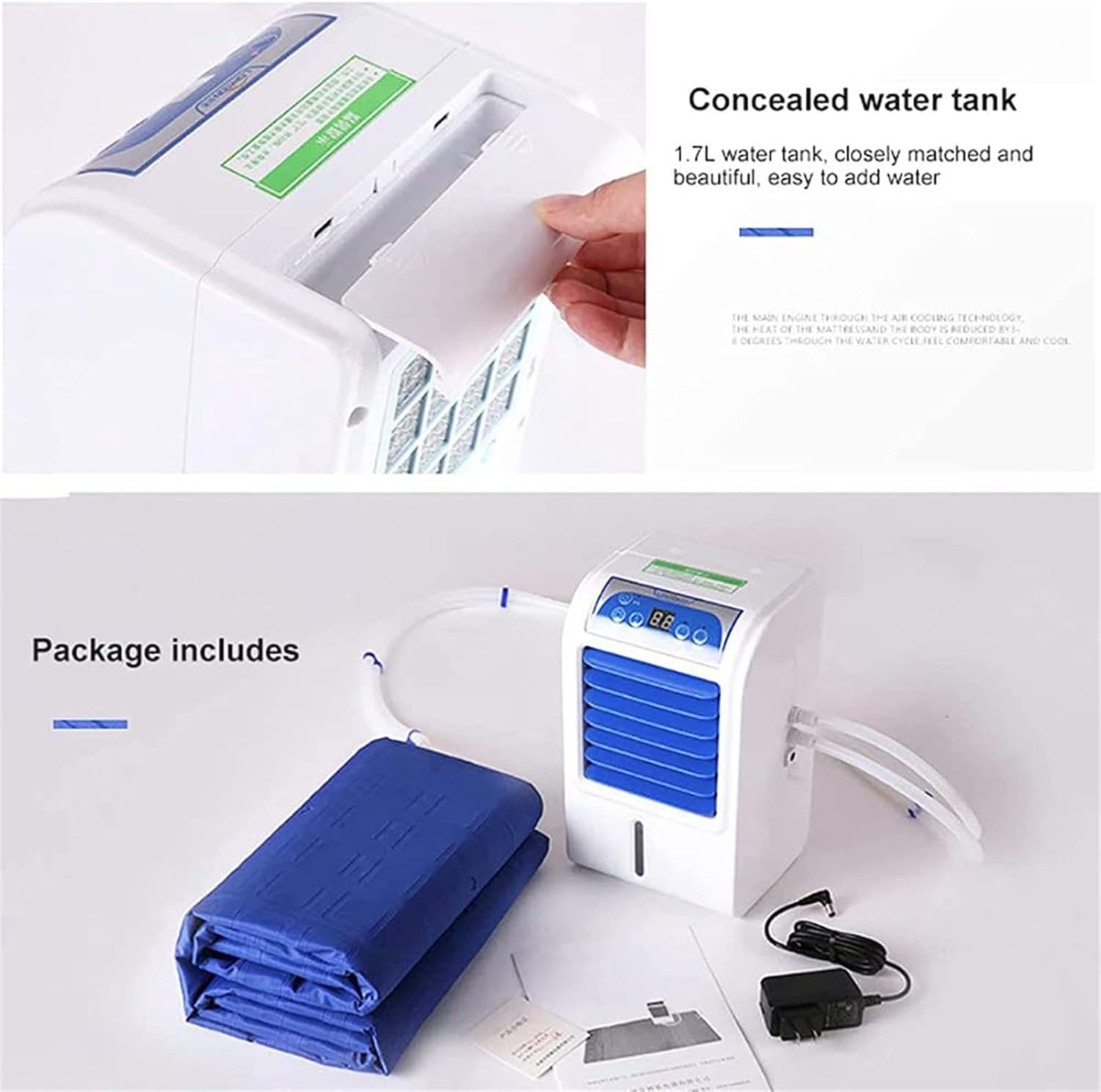 WIKINK Cooling Water Mattress, Mattress Cooler Pad, Cooling Bed Conditioning System, Cool Down 3-8℃ Electric Cooling Mattress Pad, for Home, Dorm Room, Apartment, Cool in Summer