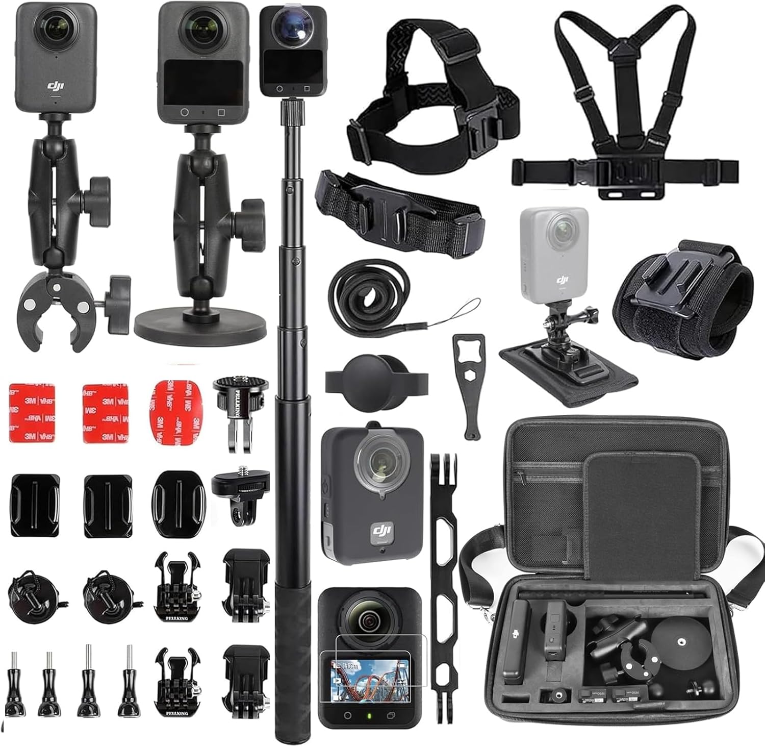 PellKing Accessories Kit for DJI Osmo 360,Included Carrying Case with Belt,2 Pcs Metal 1/4