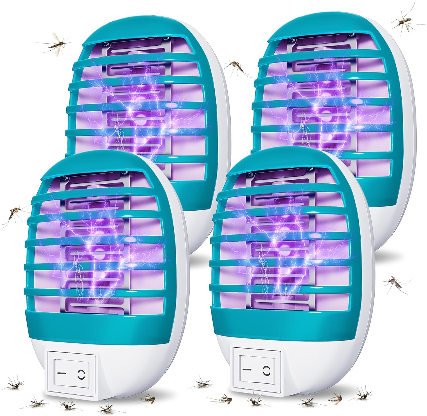 4 Pack Plug in Bug Zapper Indoor Flying Insect Trap, Electronic Mosquito Zapper Gnat Traps with LED Light for Patio, Bedroom, Kitchen, Office
