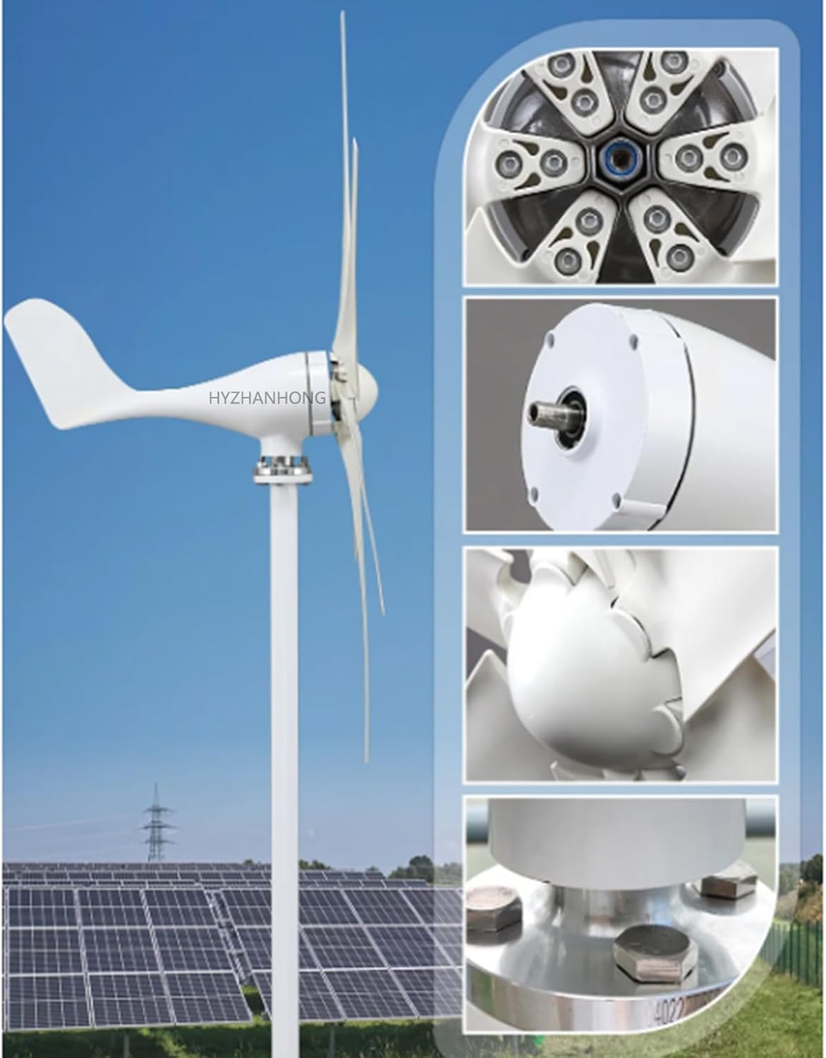 1200W Wind Turbine Generator Kit,with Charge Controller 6 Blades Horizontal Wind Turbine Generator for Farm Home Use(12V-48V)