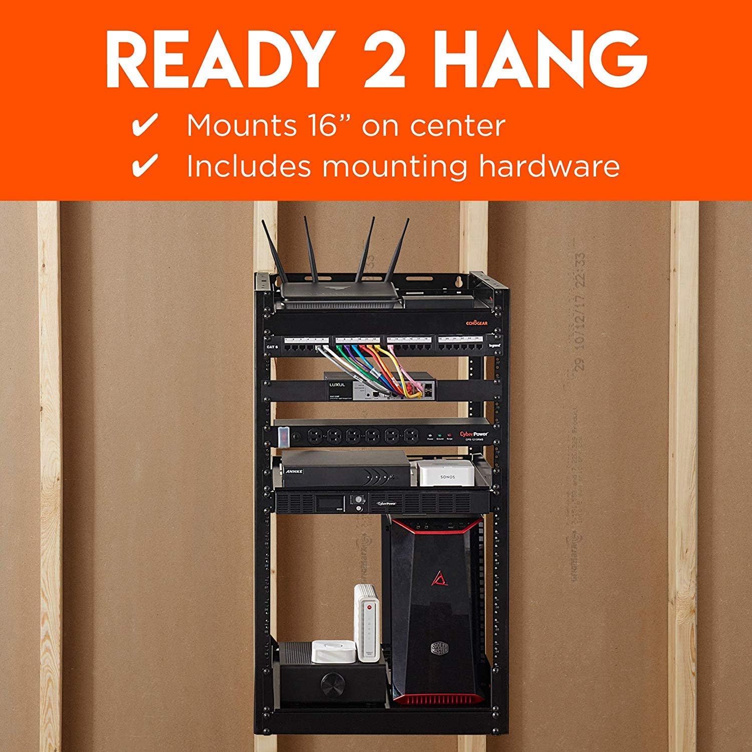 ECHOGEAR 15U Open Frame Rack with Additional 2U Shelf Bundle - Comes with 20U Rack, 1x 1U Shelf, 2X 2U Shelves Shelf + Other Accessories