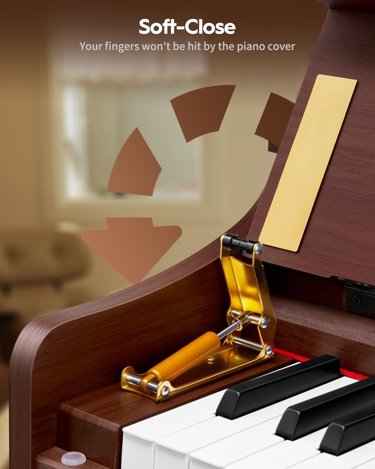 STRICH 88 Keys Digital Piano, Hammer-Action Fully Weighted Keyboard, Cover Designed Electric Piano Keyboard with Furniture Stand, Headphones, Three Pedal, Brown, SDP-400