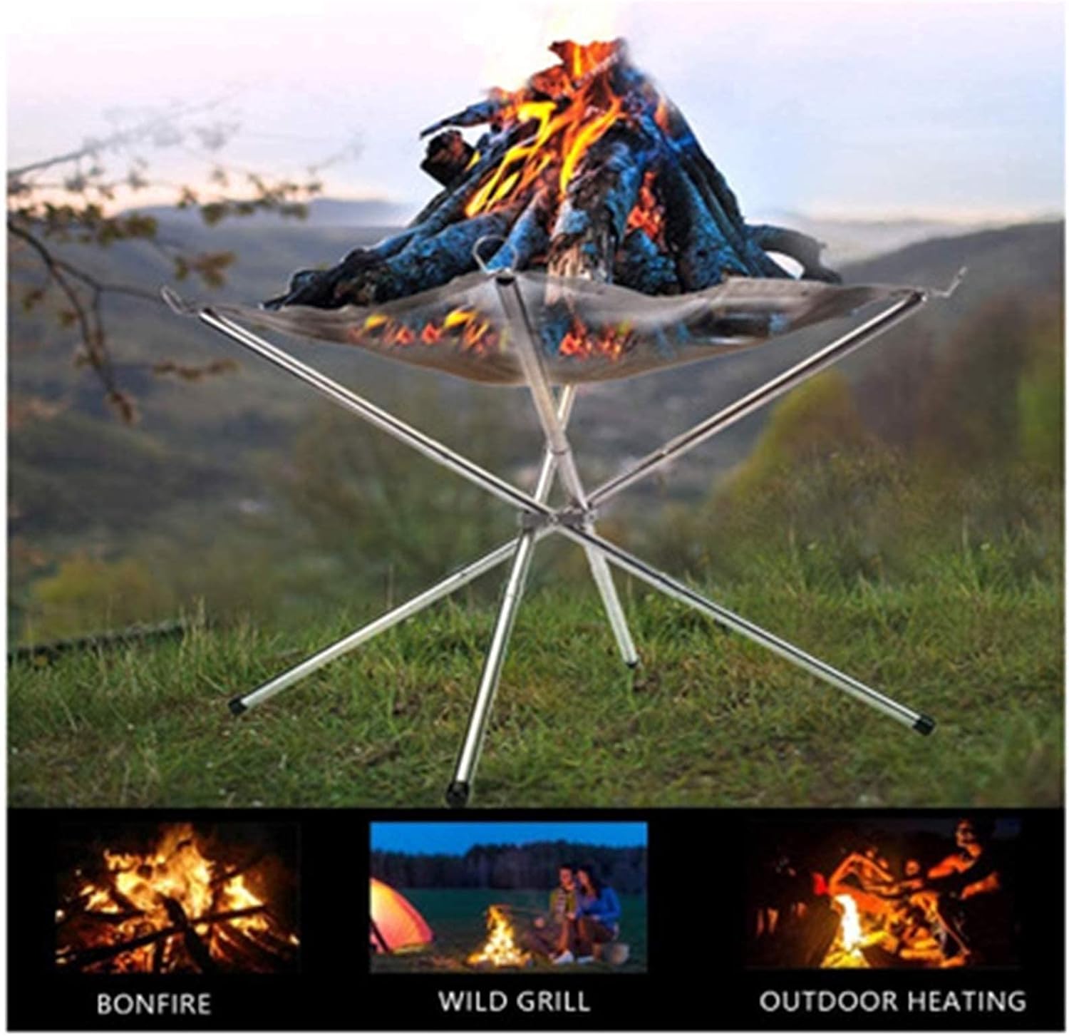 Fire Pit for Outdoor Barbecue, Portable Storage Campfire Stove, Fire Pits for Garden Equipped with Storage Bag and Stand Outdoor Fire Pits are Suitable for Camping, Party Garden