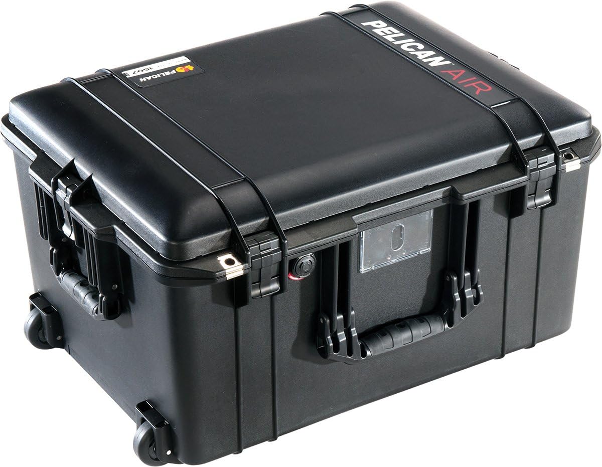 CVPKG Presents - Black Pelican 1607 With Yellow padded dividers Air case. Comes with wheels.