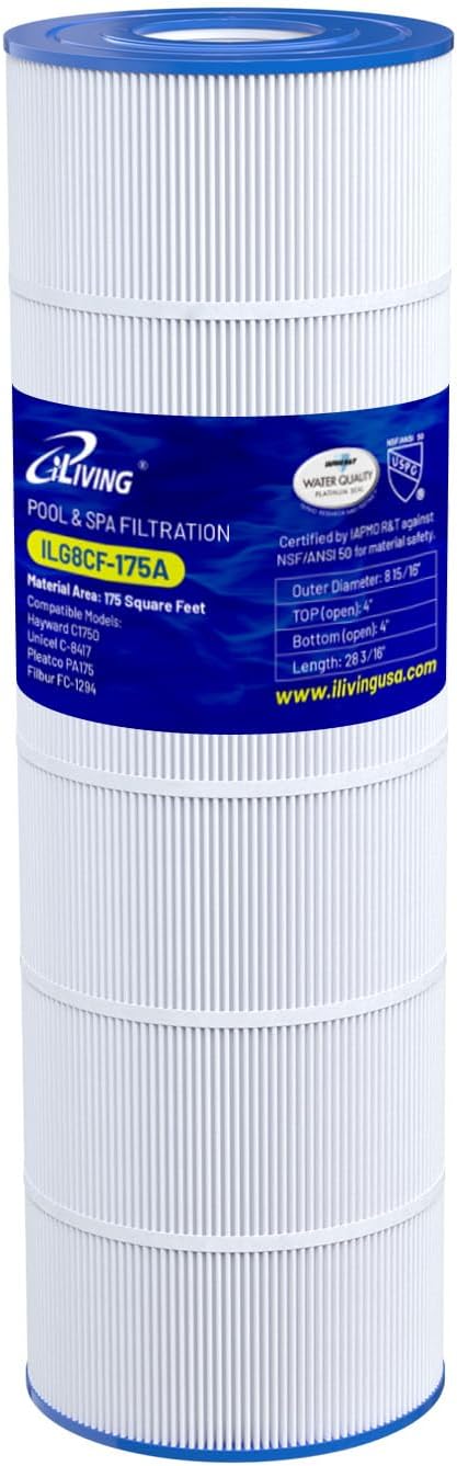 iLiving ILG8CF-175A Pool & Spa Filter Replacement, Compatible with Hayward C1750, CX1750RE, PA175, Ultral-B4, Unicel C-8417, Filbur FC-1294, Sta-Rite PXC175, 817-0175P
