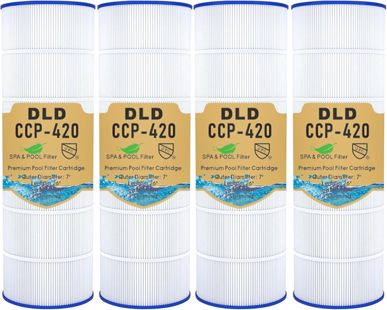 DLD PCC105-PAK4 Replaces CCP420, 178584, Ultral-A6, Unicel C-7471, 817-0106, R173576, Filbur FC-1977, 570-0425-07, Clean and Clear Plus 420, L x OD: 26