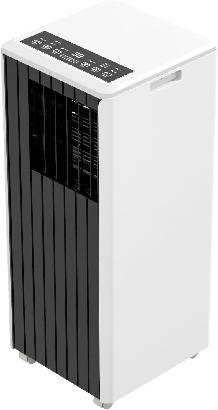 8,000 BTU Portable Air Conditioner for Rooms Up to 350 Sq.Ft - 3-In-1 Quiet Floor Standing AC Unit with Fan/Dehumidifier - Remote & LED Touch Control, Sleep Mode, 24H Timer, Black
