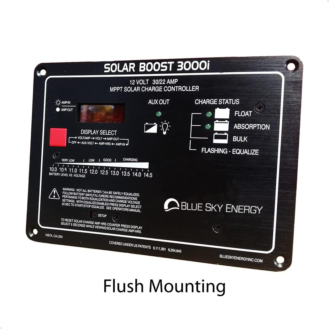Kit Composed of Blue Sky Energy SB3000i Solar Boost 30A MPPT Charge Controller, Metal Wall Mount Box, and Battery Temperature Sensor