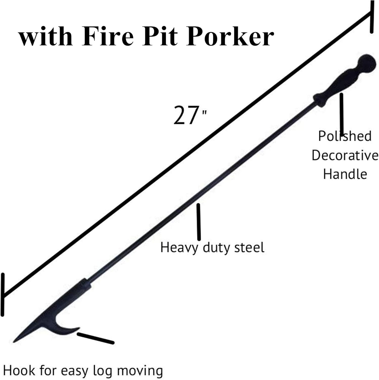 Fire Pit Mat, with Fireplace Poker, Blue Double-Sided Fire Pit Pad, Heat Resistant Grill Mat, for Deck, Patio, Grass - Under Grill Mat,36 inch