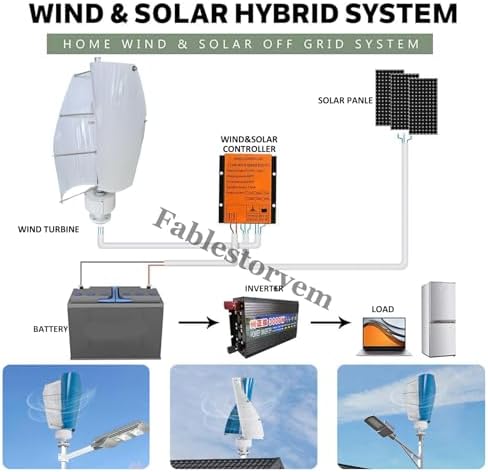 High-Efficiency 12000W Vertical Wind Turbine Kit, 12V/24V/48V with Charge Controller, 3 Phase AC Permanent Magnet Generator for Home, RV, Boat, Marine Power Solutions