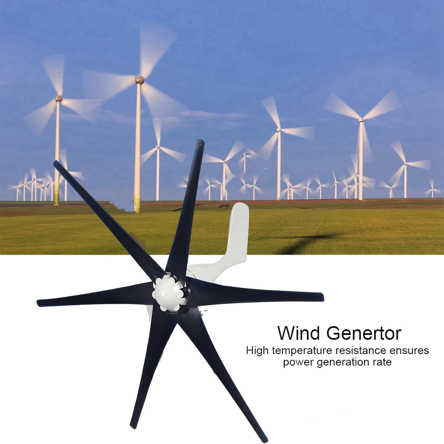 Small Windmill Turbines Generator 6 Blade Wind Turbines Set 800W Wind Industrial Machinery Equipment Blue