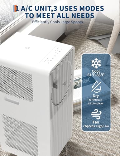 Portable Air Conditioners 8000 BTU AC Unit for Room Up to 700 Sq.Ft, 4 In1 Standing Air Conditioner With Cool, Dehumidifier, Fan Modes, Sleep Mode, Remote Control, 24H Timer,Auto Swing