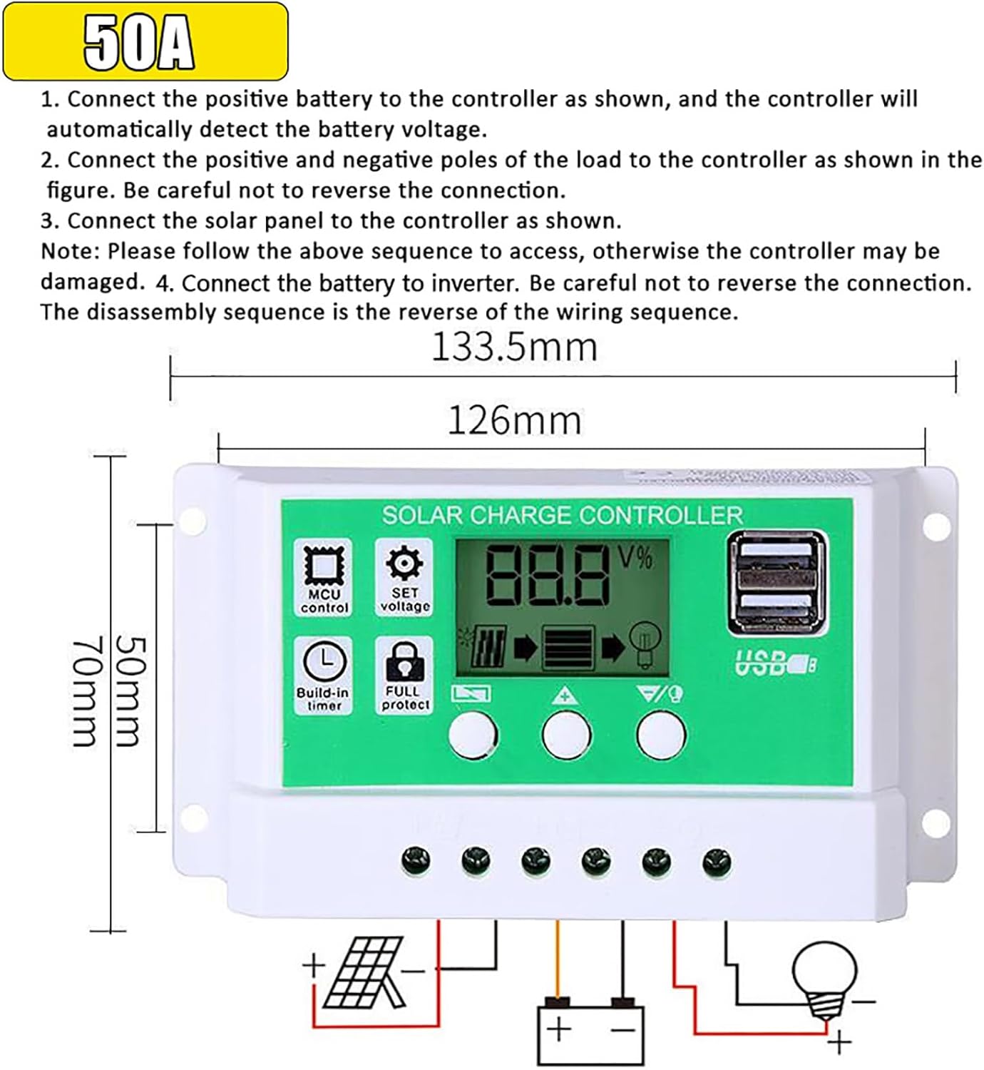 6000W Solar Inverter & 100W Complete Solar Panel Kit – 50A Solar Controller for Camping & Outdoor Travel – Efficient Solar Power System (Yellow, 12V-220V)