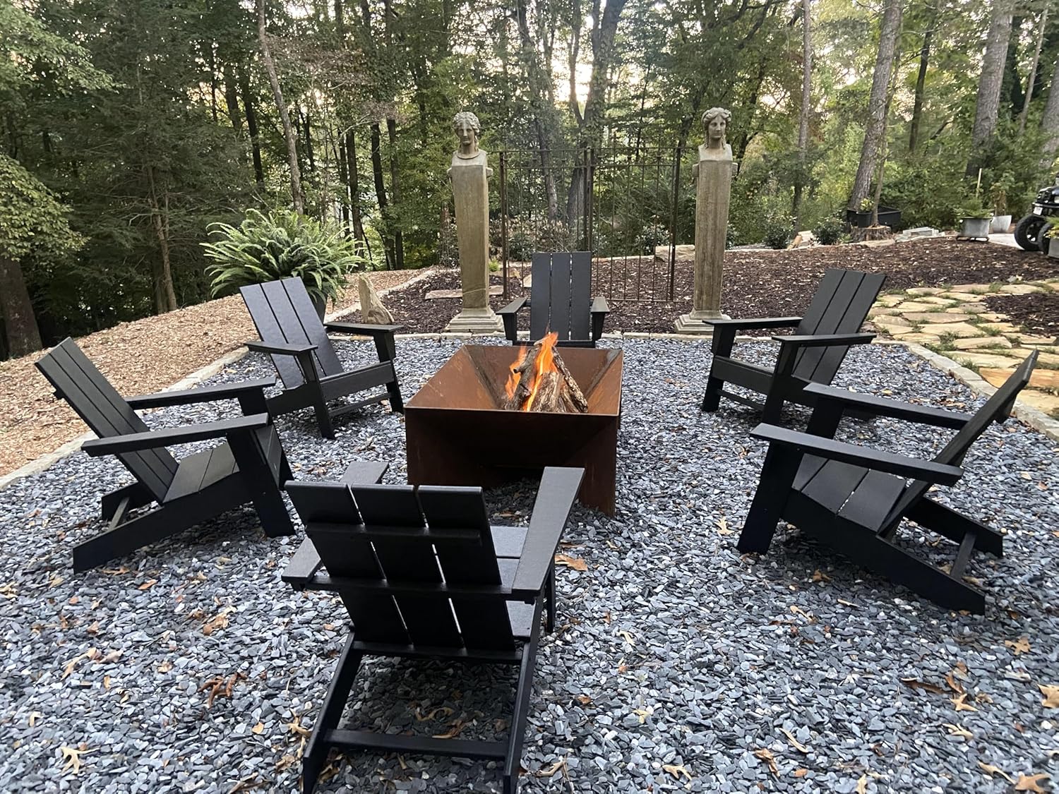 Modern Metal Outdoor Fire Pit Geometric Shape (Corten Steel)