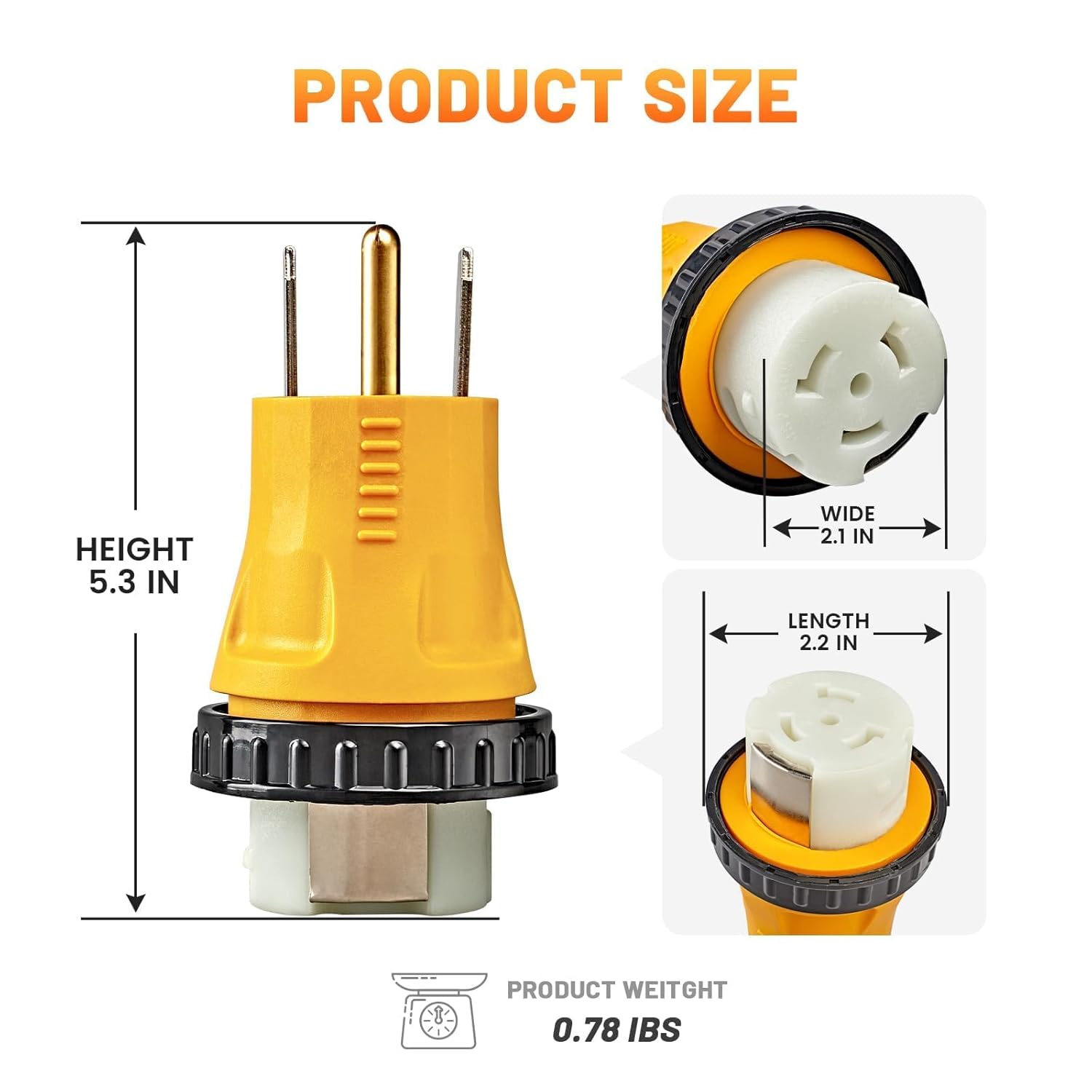 50Amp RV L14-50P to SS2-50R Adapter, 30Amp L14-30P to SS2-50R Adapter, 50A Marine Shore Power SS2-50R S6364C Outlet for 50A Transfer Switch Power Inlet Box, RV Camper, Generator to House